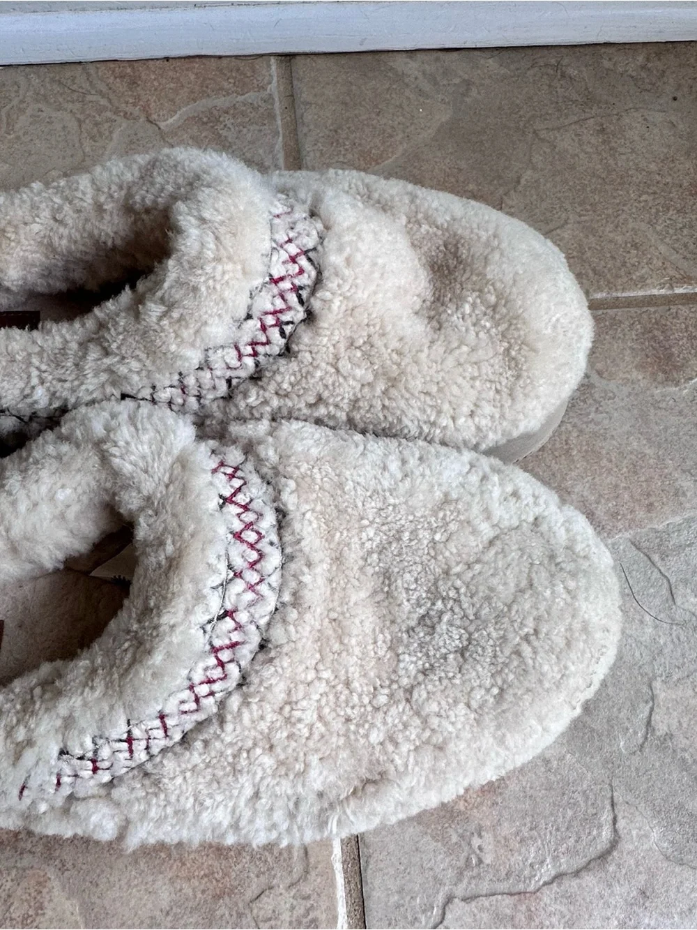 Ugg Tazz Slipper Heritage Braid Fluffy Curly Sheepskin Natural